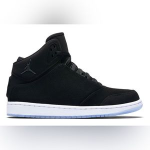 Authentic Jordan 1 Flight 5 Premium black with white and clear soles.